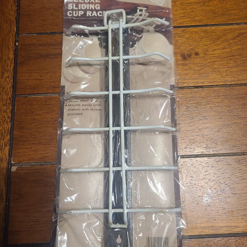 NEW VTG 1966 Deluxe Sliding Cup Rack New In Package Holds 12 Cups